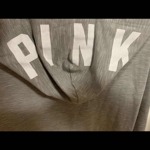 PINK VICTORIAS SECRET ZIP HOODIE IN GREY (CROPPED) - Picture 3 of 4
